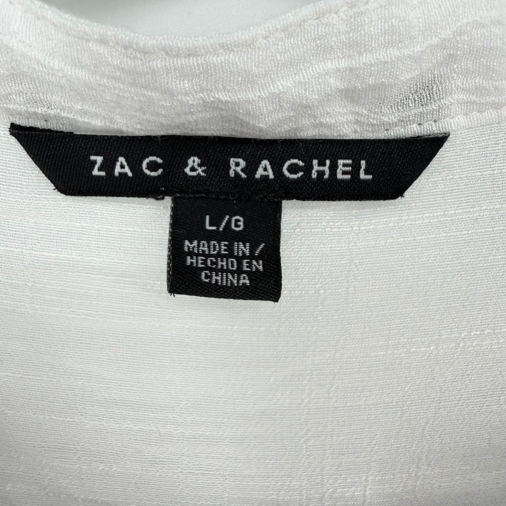 Zac & Rachel Poly Rayon Tunic Women Large White Orange Excellent Ombre Pintuck - Picture 3 of 7